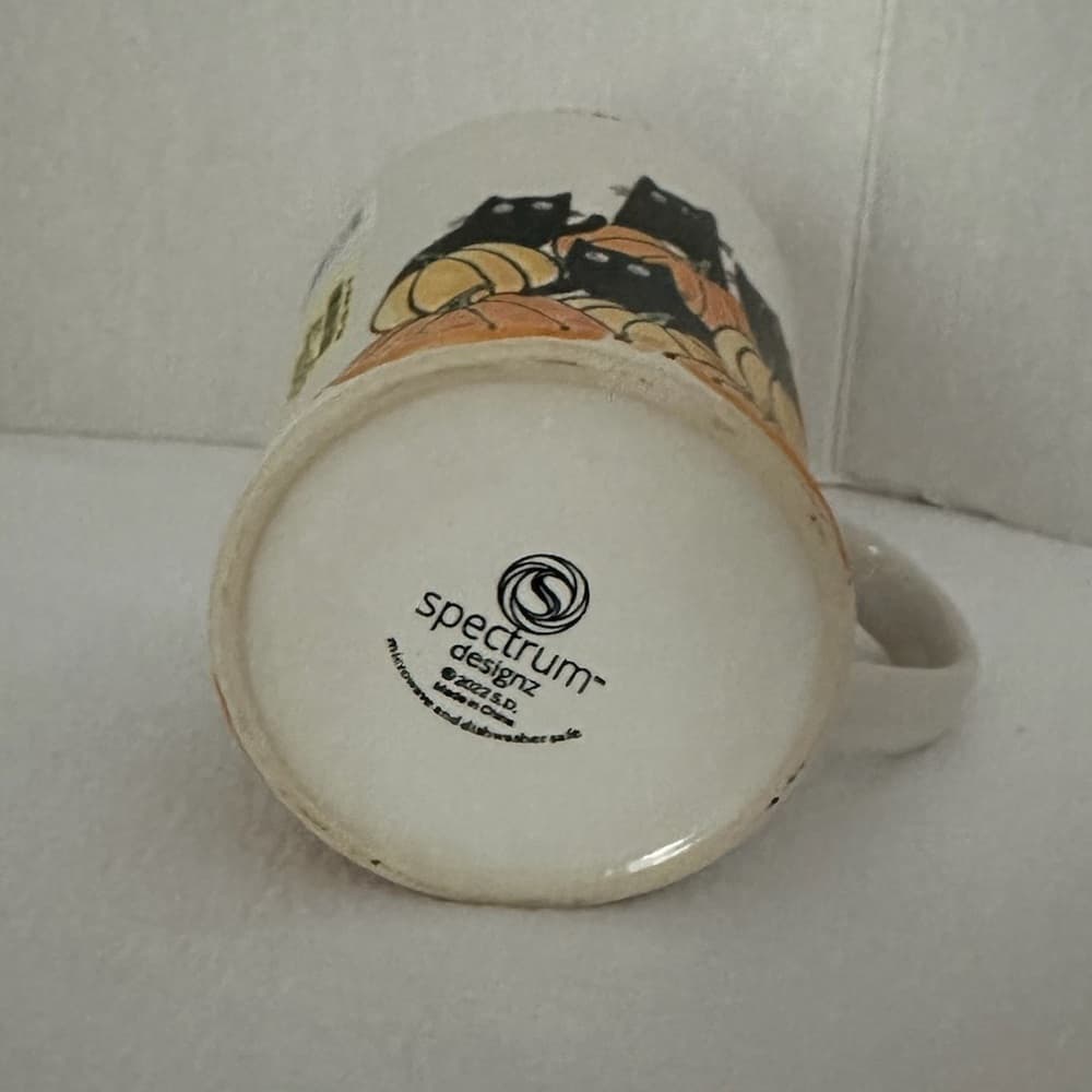 NWOT Black Cats Pumpkins Halloween Ceramic Mug Spectrum Designz Spooky Cute Gift - Thumbnail 2
