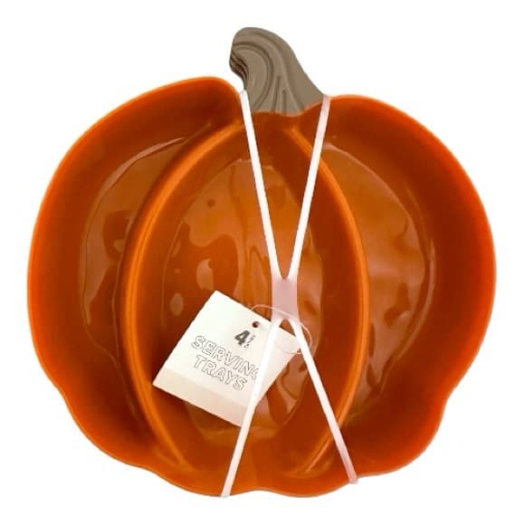 NWT Pumpkin Shaped Orange Serving Trays Set of 4 Fall Halloween Thanksgiving - Thumbnail 7