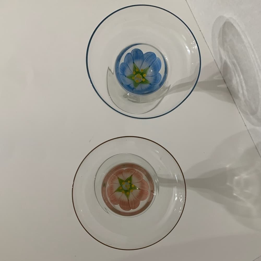 Margarita Glasses Hand-Painted Floral Design Vintage | Set of 2 - Thumbnail 13