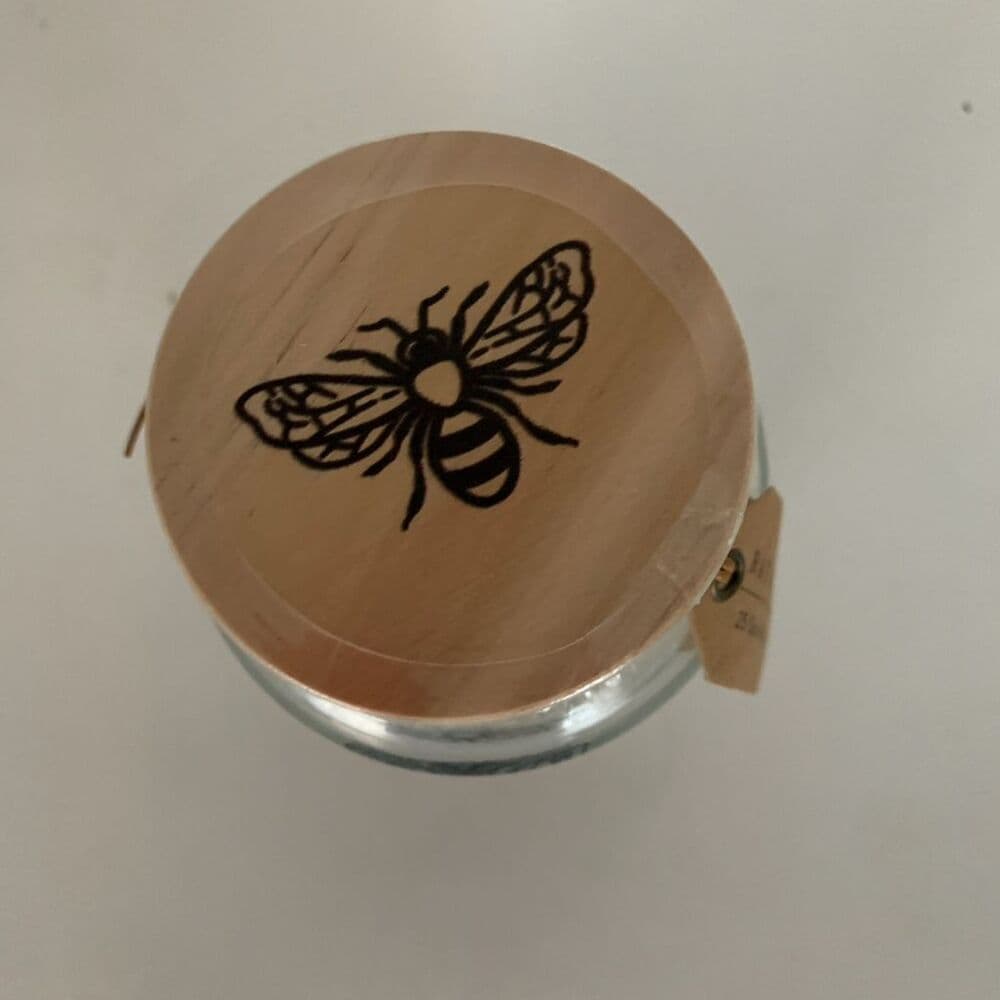 NWT Rae Dunn Bee Brave Jar Glass Canister with 25 Count Spiral Hair Ties - Thumbnail 4