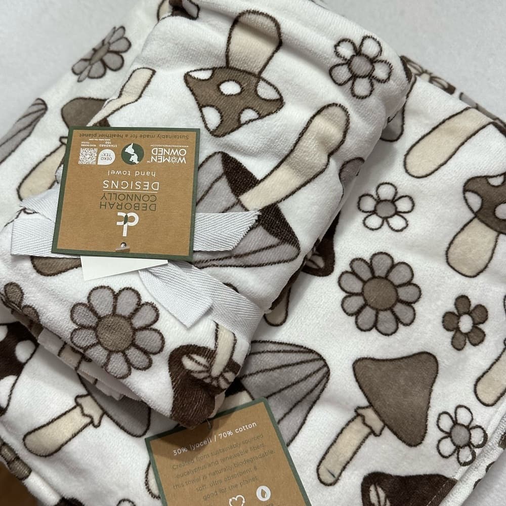 NWT Deborah Connolly Mushroom Bath and Hand Towel Set of 4 Cottagecore Fae Decor - Thumbnail 4