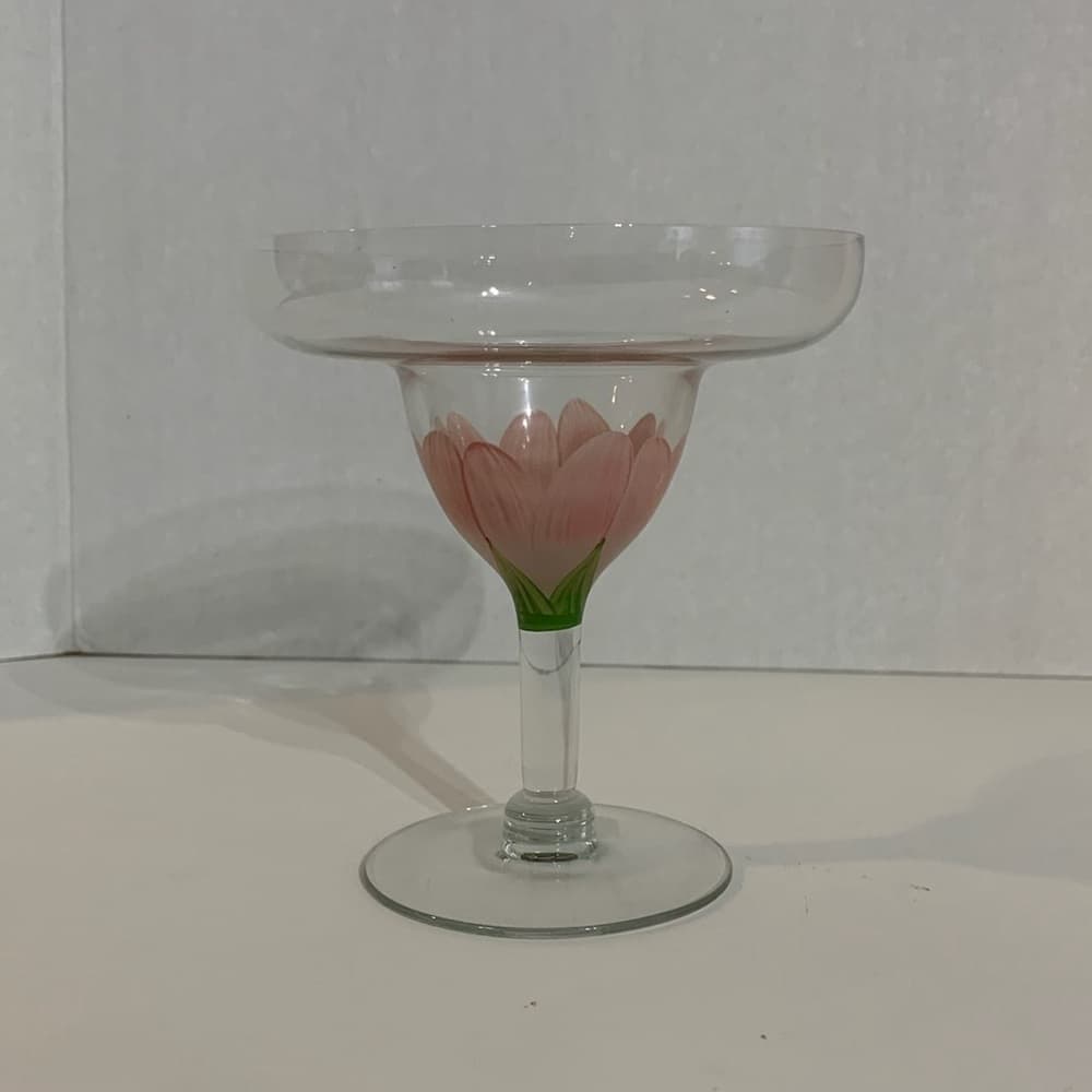 Margarita Glasses Hand-Painted Floral Design Vintage | Set of 2 - Thumbnail 4