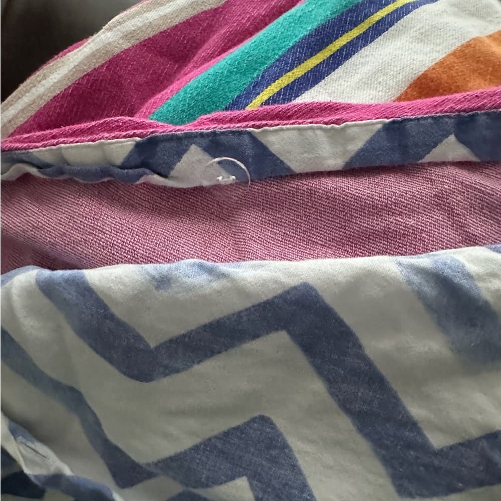 Vintage Multicolor Stripe Cevron Duvet Cover Set w Pillow Case Shams - Thumbnail 6