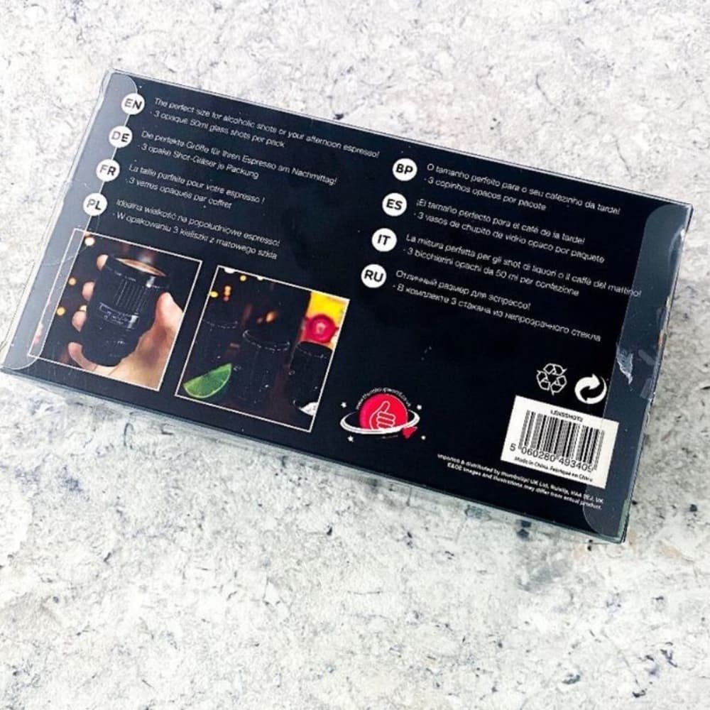 NIB Thumbs Up Camera Lens Shot Glass Set of 3 Home Decor Photographer Gift - Thumbnail 5