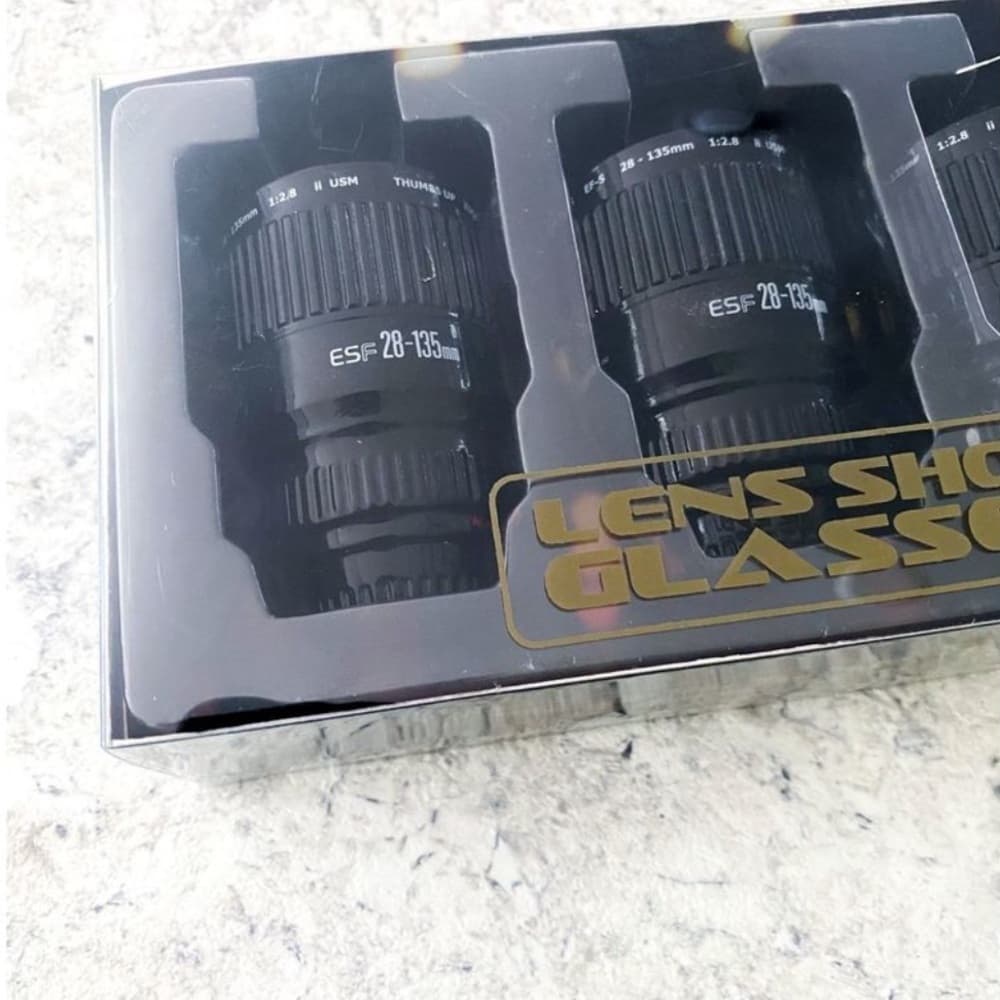 NIB Thumbs Up Camera Lens Shot Glass Set of 3 Home Decor Photographer Gift - Thumbnail 2