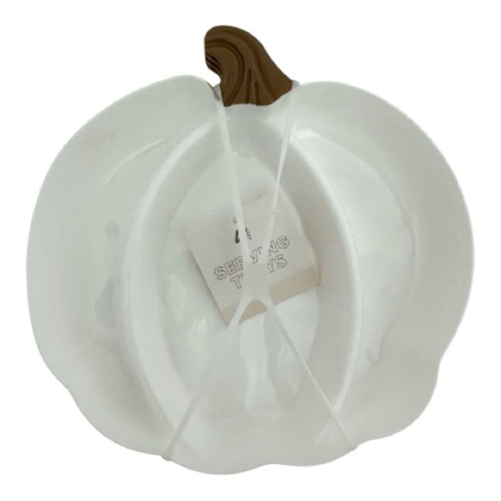 NWT Pumpkin Shaped White Serving Trays Set of 4 Fall Halloween Thanksgiving - Thumbnail 6