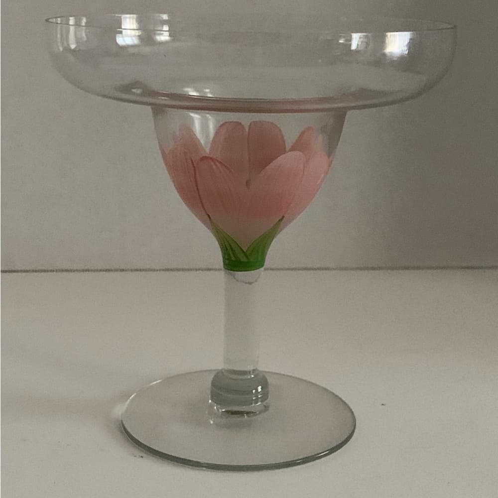 Margarita Glasses Hand-Painted Floral Design Vintage | Set of 2 - Thumbnail 9