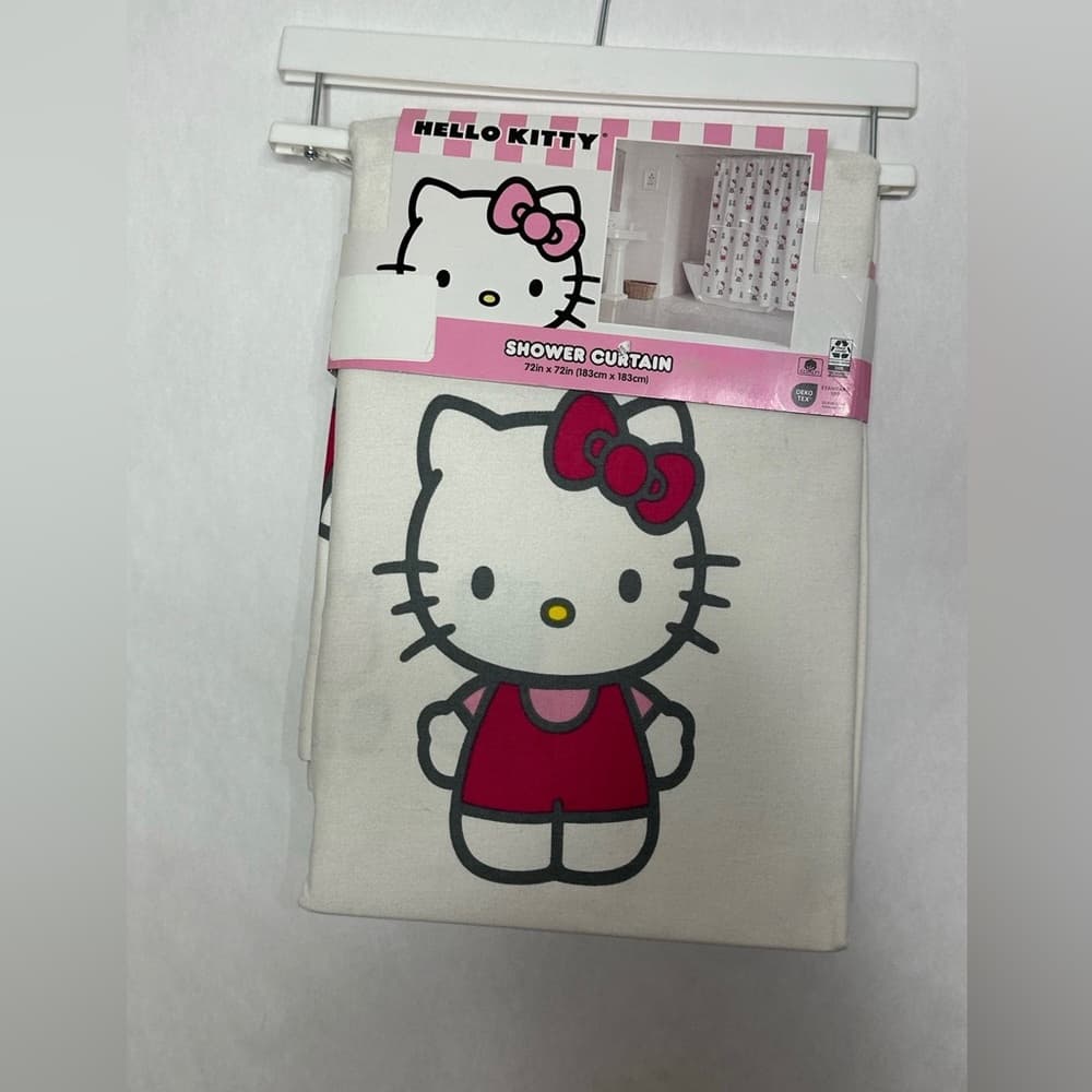 NWT Hello Kitty Shower Curtain Sanrio 100% Cotton 72x72in Kawaii Bathroom Decor - Thumbnail 2