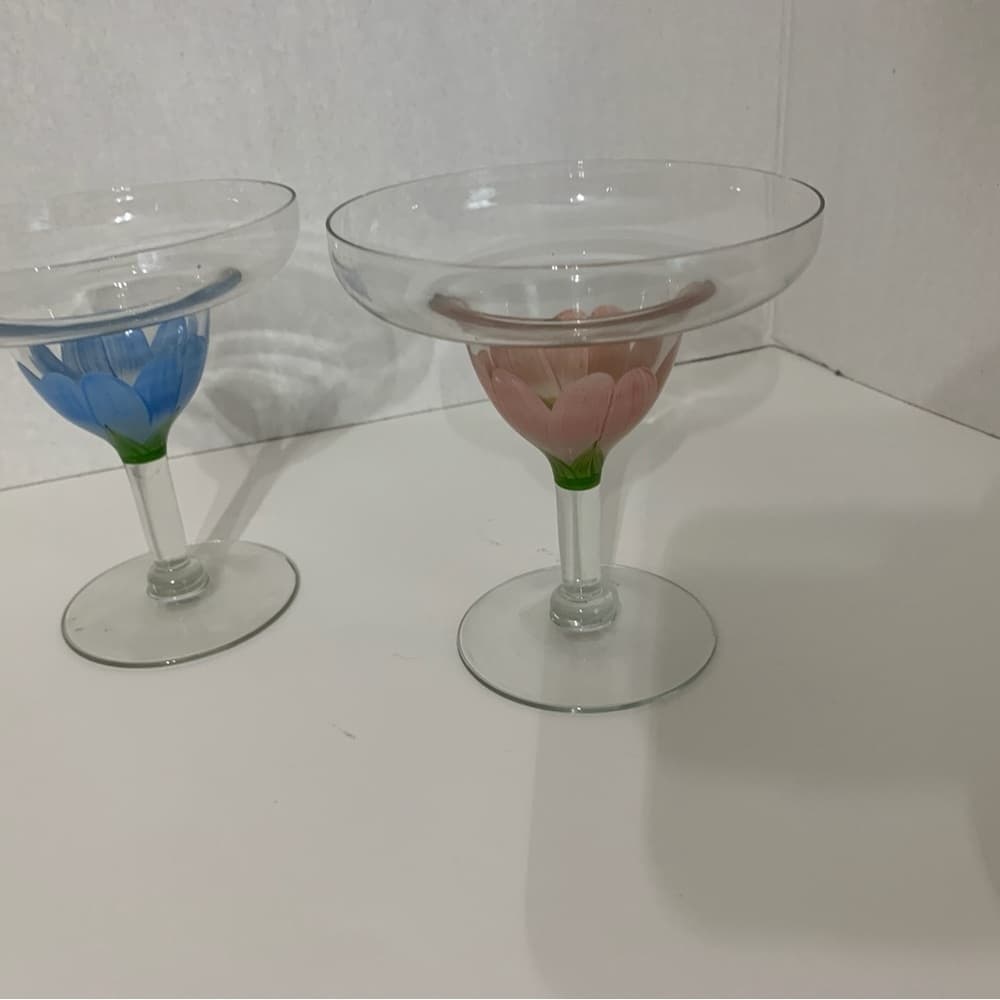 Margarita Glasses Hand-Painted Floral Design Vintage | Set of 2 - Thumbnail 14