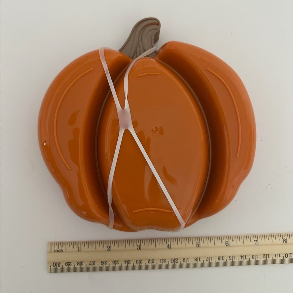 NWT Pumpkin Shaped Orange Serving Trays Set of 4 Fall Halloween Thanksgiving - Thumbnail 3