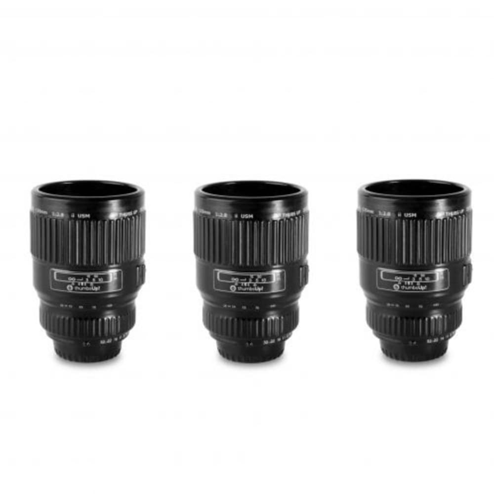 NIB Thumbs Up Camera Lens Shot Glass Set of 3 Home Decor Photographer Gift