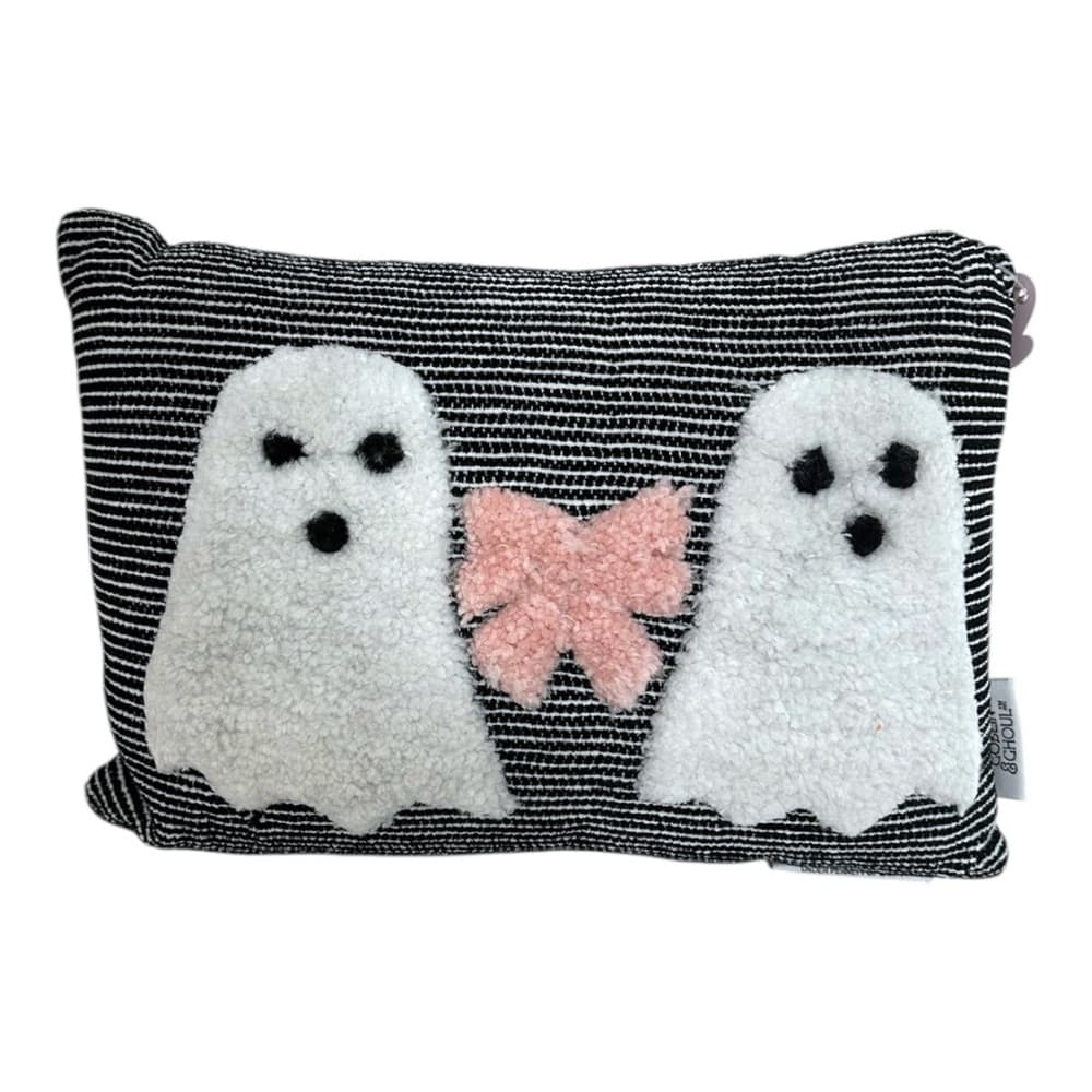 NWT Goblin & Ghoul Ghost Bow Black White Striped Decorative Throw Pillow Kitchy - Thumbnail 8