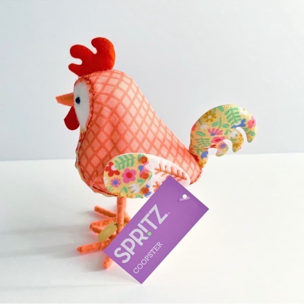 NWT Spritz Coopster Easter Rooster Chicken Decor Orange Floral Bird Farmhouse - Thumbnail 4