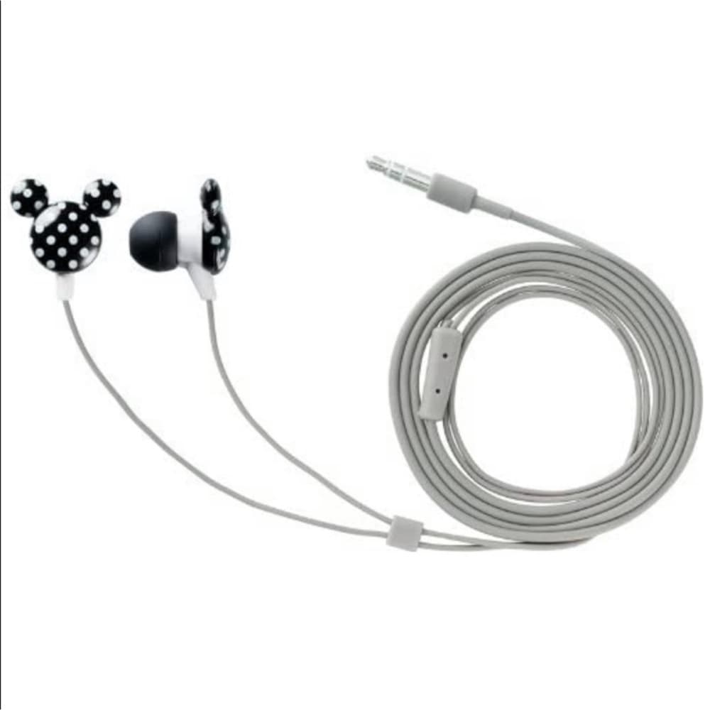 NIB Disney MuPods Mickey Mouse Black White Polka Dot Earbuds Japan Cute Tech - Thumbnail 4