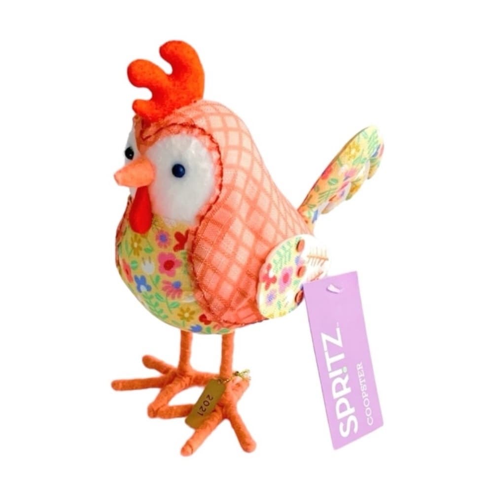 NWT Spritz Coopster Easter Rooster Chicken Decor Orange Floral Bird Farmhouse - Thumbnail 6