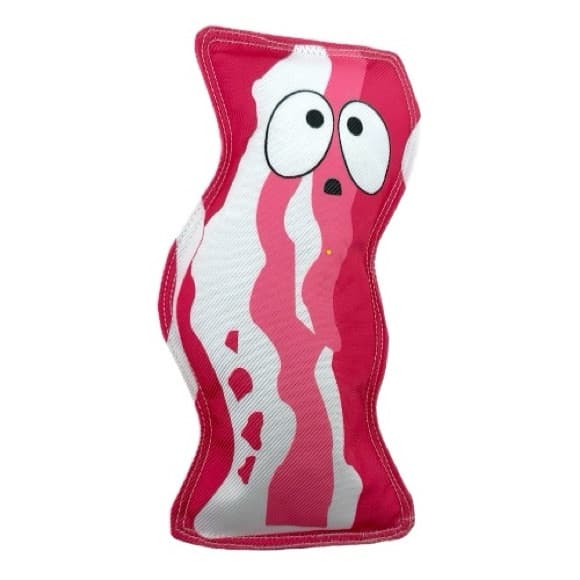 NWT Tuff Mutters Bacon Dog Toy Durable Plush Squeaky Pet Chew - Thumbnail 7