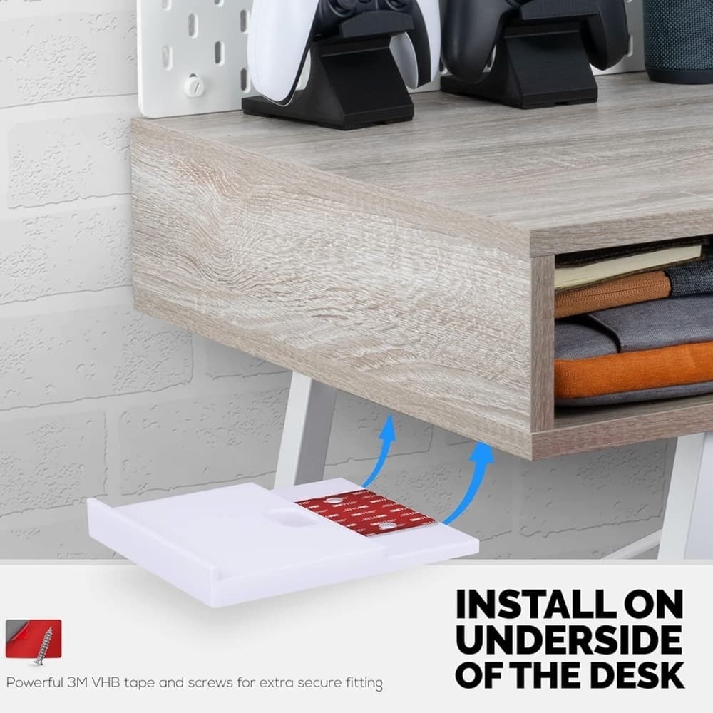 6-Inch White Add-On Side Shelf for Desks, Space-Saving Addition
