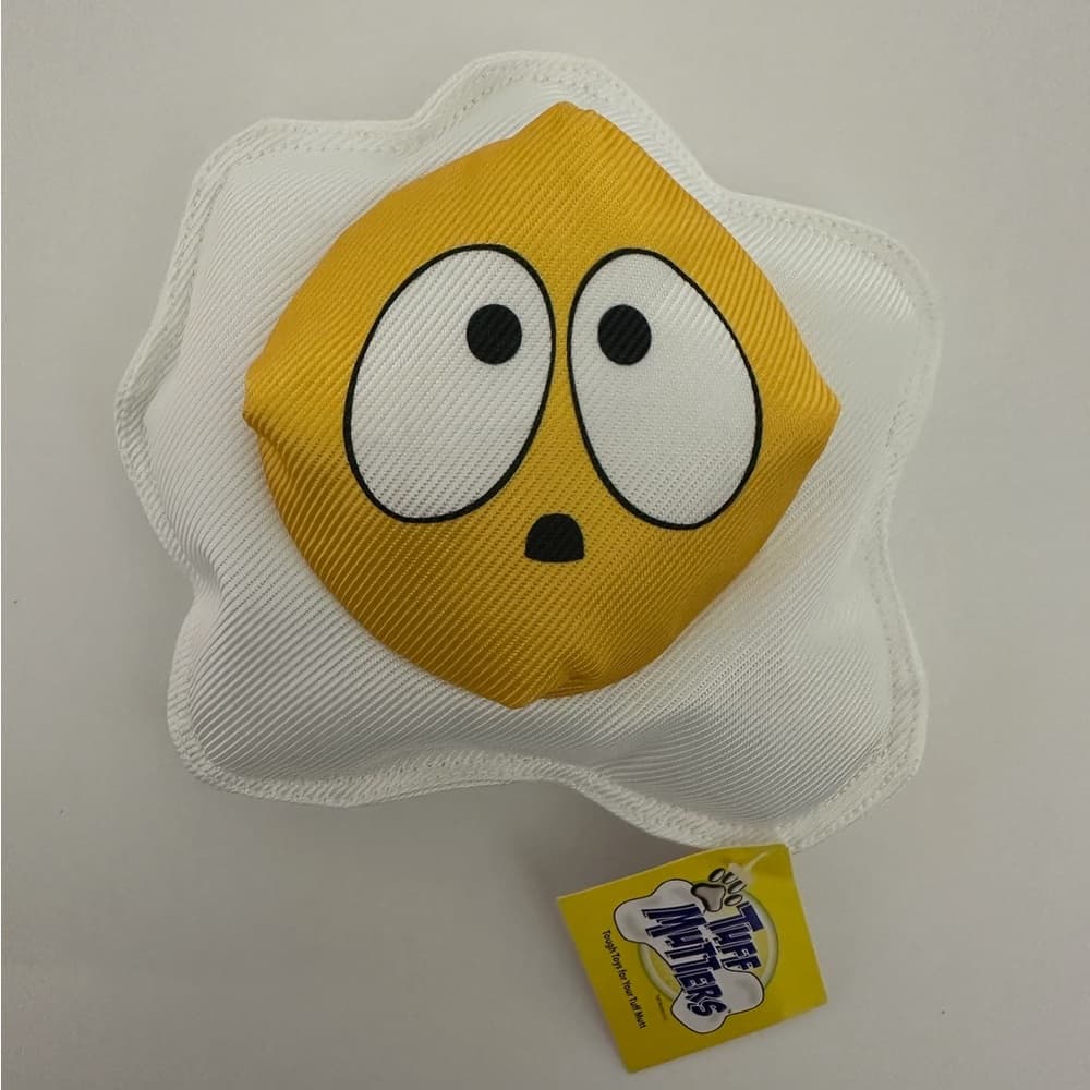 NWT Tuff Mutters Bacon and Egg Dog Toys Set of 2 Durable Plush Squeaky Pet Chews