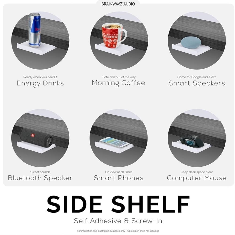6-Inch White Add-On Side Shelf for Desks, Space-Saving Addition - Thumbnail 2