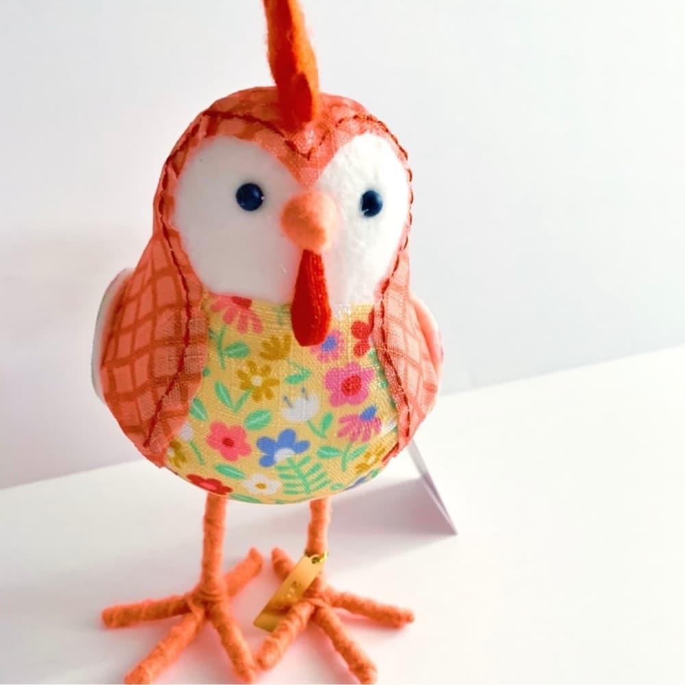 NWT Spritz Coopster Easter Rooster Chicken Decor Orange Floral Bird Cottagecore - Thumbnail 3