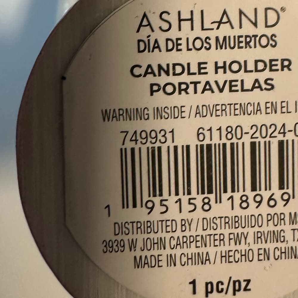 NWT Ashland Sugar Skull Pink & White Candle Holder Dia de los Muertos Decor - Thumbnail 6