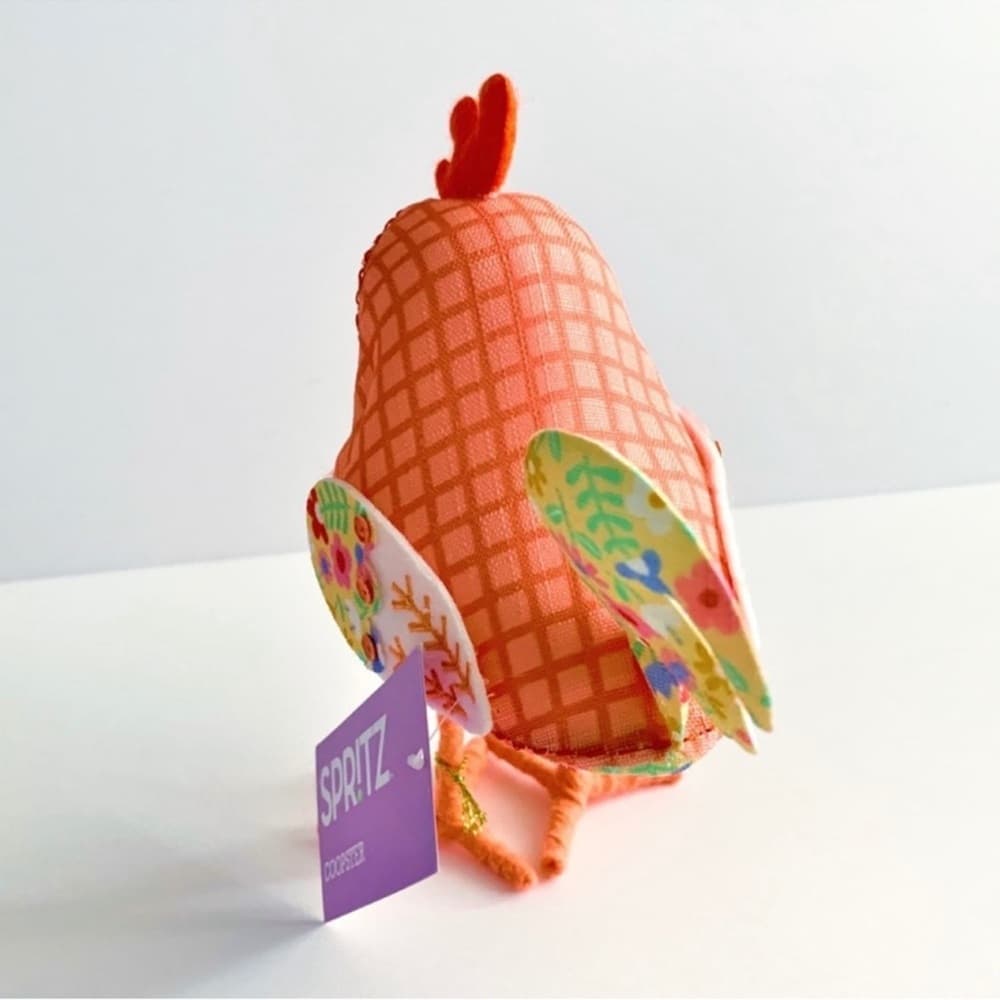 NWT Spritz Coopster Easter Rooster Chicken Decor Orange Floral Bird Cottagecore