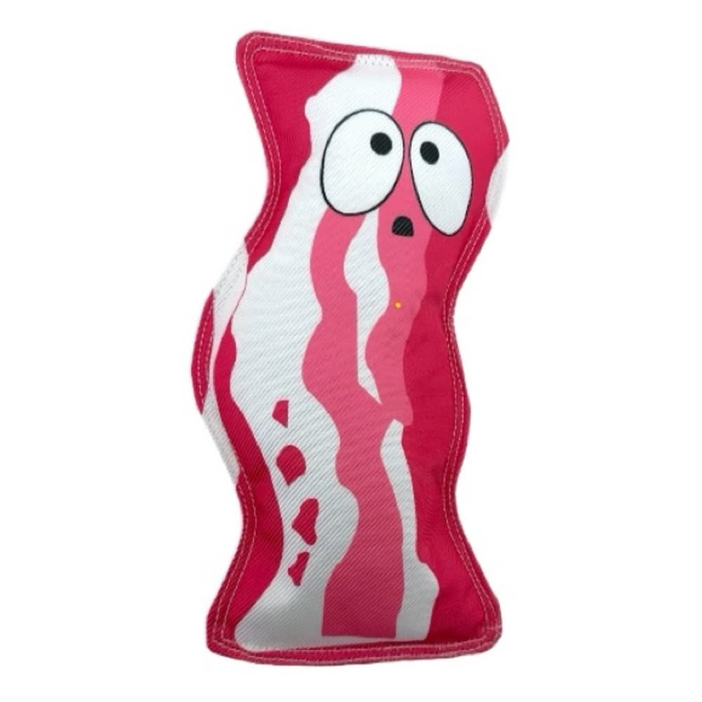 NWT Tuff Mutters Bacon Dog Toy Durable Plush Squeaky Pet Chew - Thumbnail 6