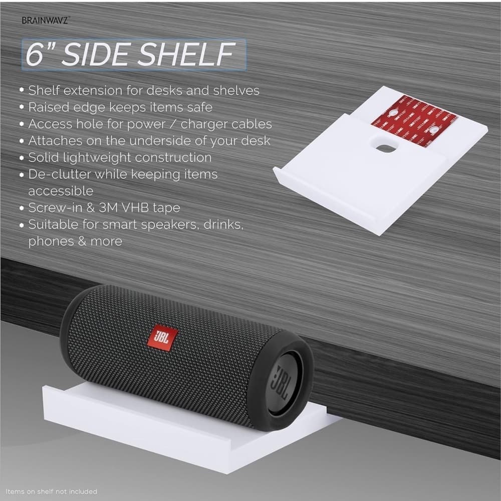6-Inch White Add-On Side Shelf for Desks, Space-Saving Addition - Thumbnail 5