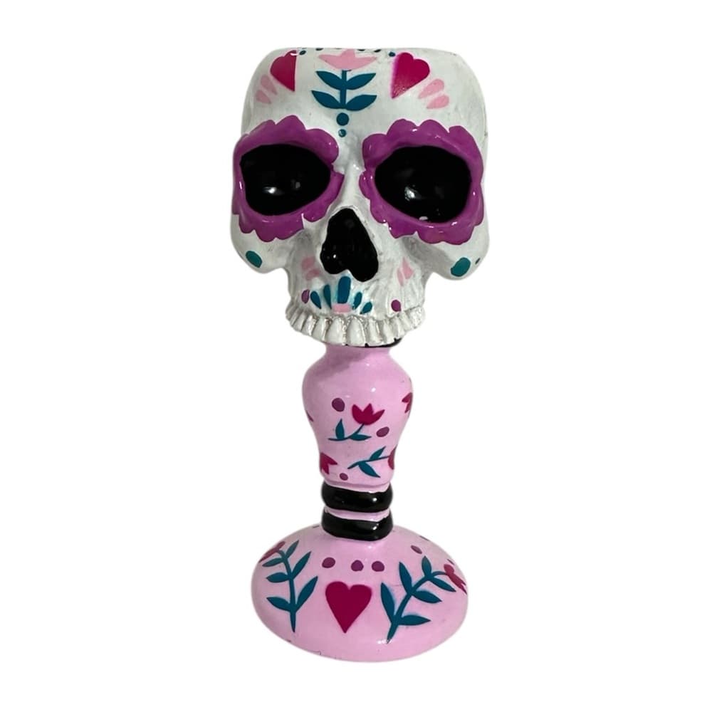 NWT Ashland Sugar Skull Pink & White Candle Holder Dia de los Muertos Decor - Thumbnail 7