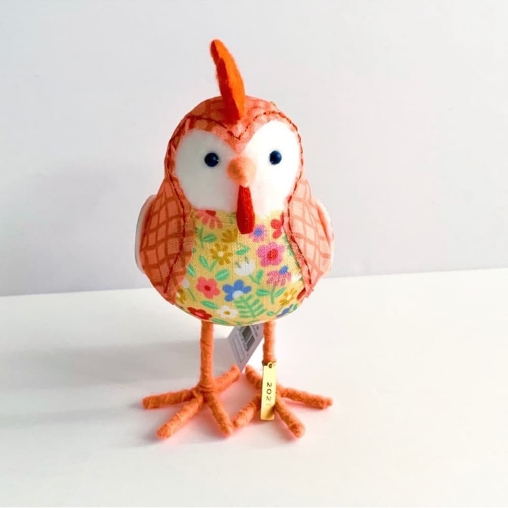 NWT Spritz Coopster Easter Rooster Chicken Decor Orange Floral Bird Cottagecore - Thumbnail 2