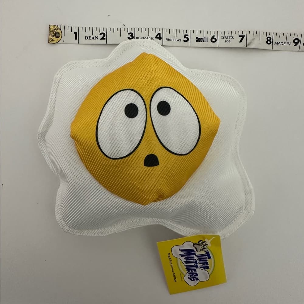 NWT Tuff Mutters Egg Dog Toy Durable Plush Squeaky Pet Chew - Thumbnail 4