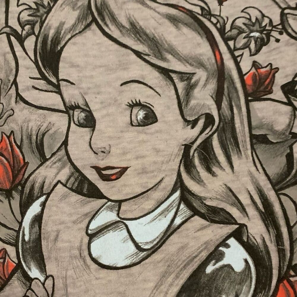 Disney Alice in Wonderland Graphic T-Shirt Gray Burnout Short Sleeve XL Juniors - Thumbnail 4