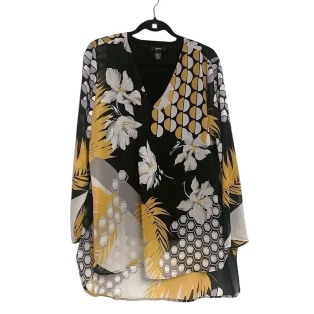 Alfani Floral Geometric Layered Tunic Top Blouse Women’s Size Large Bohemian - Thumbnail 7