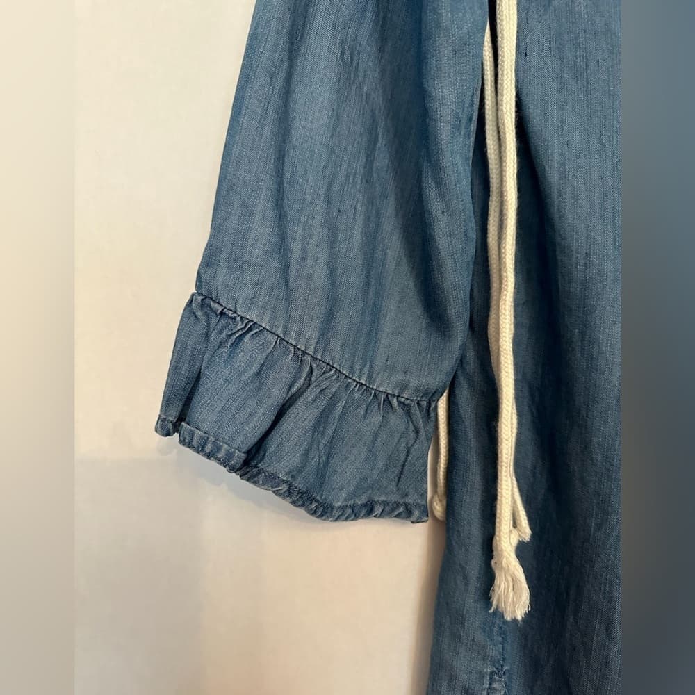 Billy T Faded Denim On or Off-Shoulder Lace-Up Tunic Size Small Western Cowgirl - Thumbnail 2