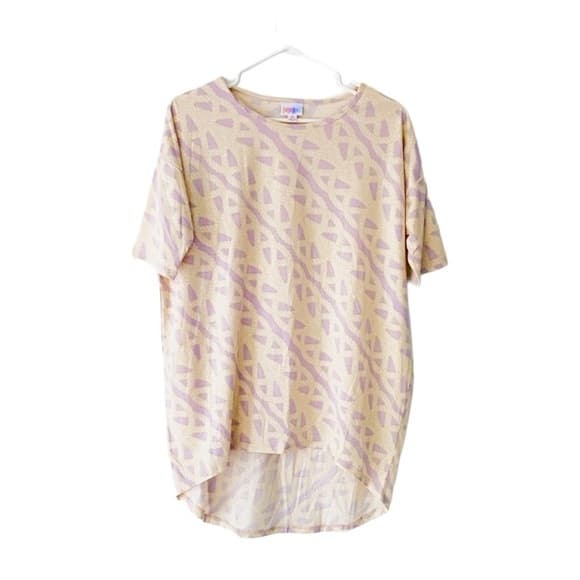 NWT LuLaRoe Irma Tunic Top Pastel Rope Geometric High Low Short Sleeve XS Lounge - Thumbnail 9