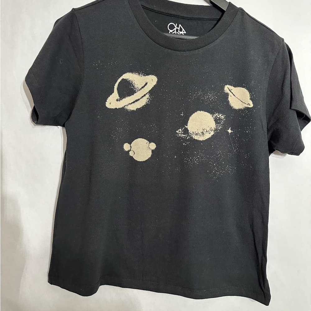 CHASER Black Planet Graphic Tee Cosmic Space Aesthetic Size Small - Thumbnail 3