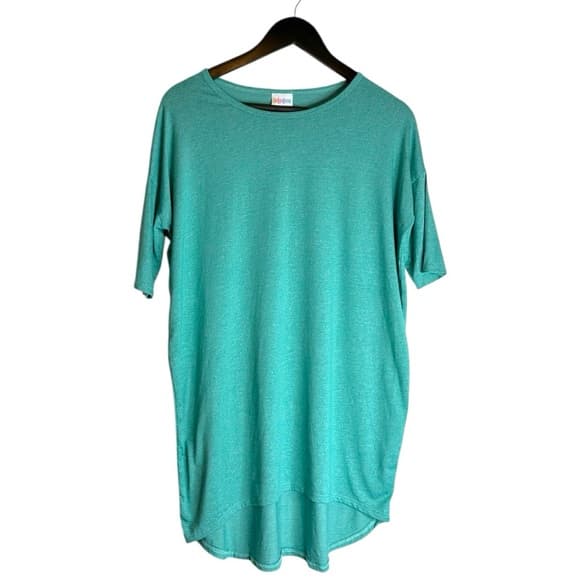 LuLaRoe Irma Heathered Teal High-Low Tunic Top LuLaRoe Size XXS (00-0) - Thumbnail 8