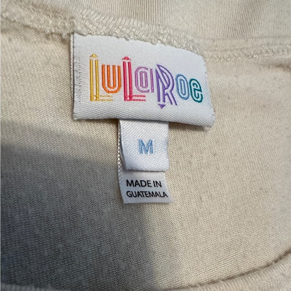LuLaRoe Irma Tunic Top Cream Solid High Low Minimalist Medium Neutral Loungewear - Thumbnail 5
