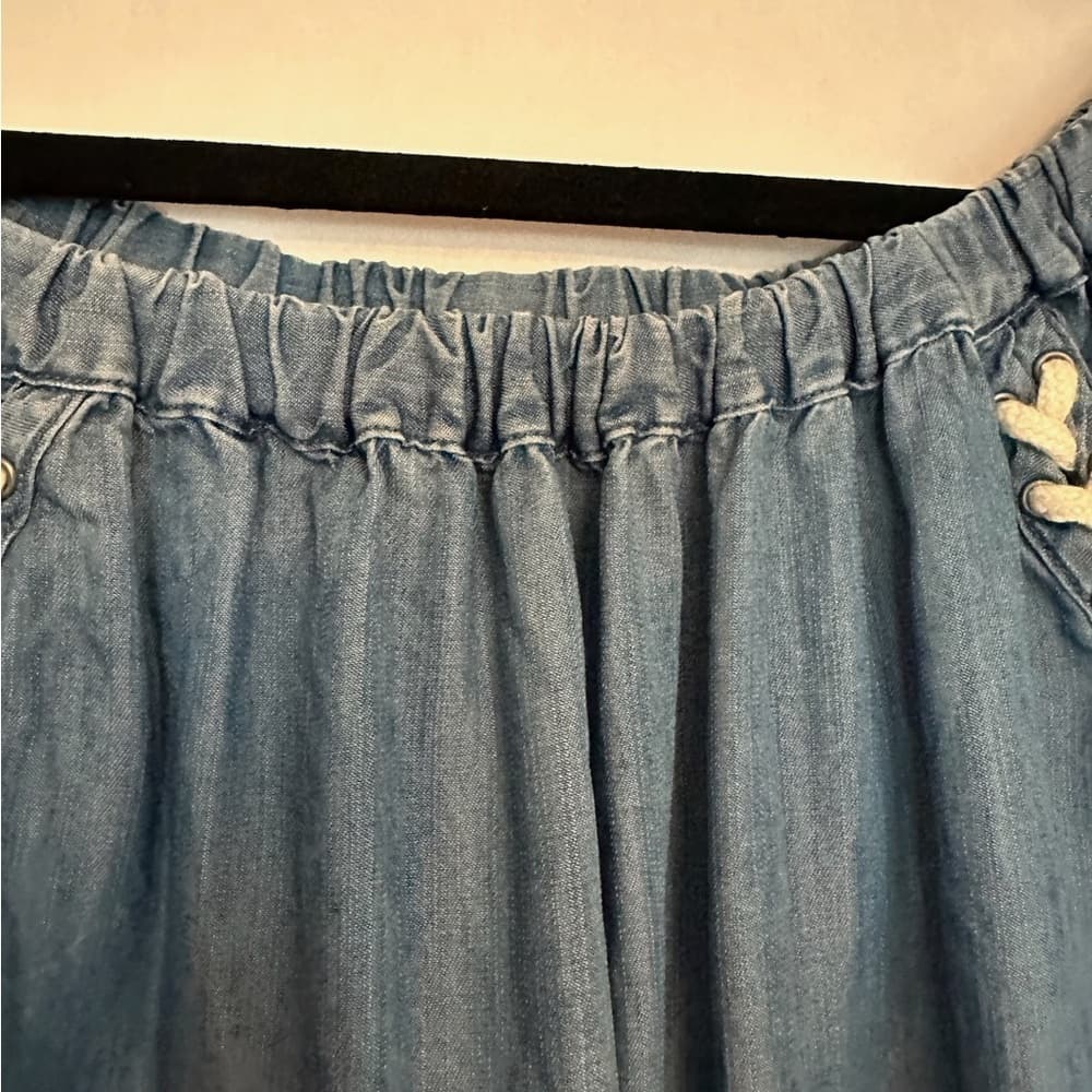 Billy T Faded Denim On or Off-Shoulder Lace-Up Tunic Size Small Western Cowgirl - Thumbnail 5