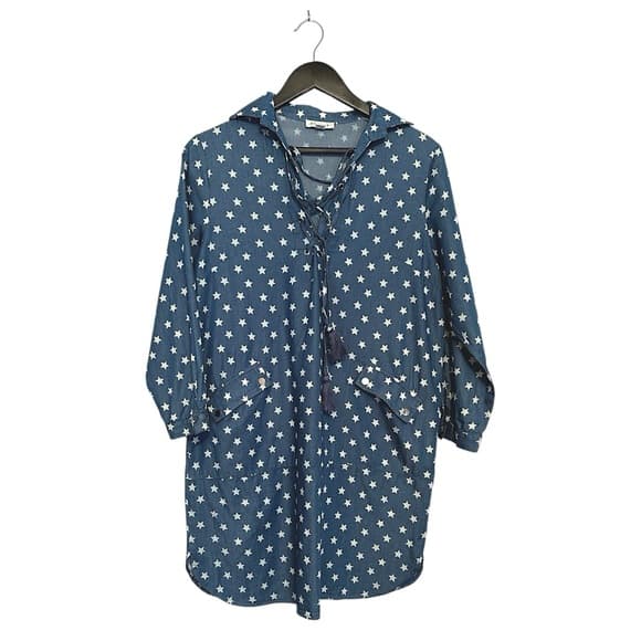 Stellah Star Print Blue Tunic Top Shirt Dress Boho Western Size Small - Thumbnail 7