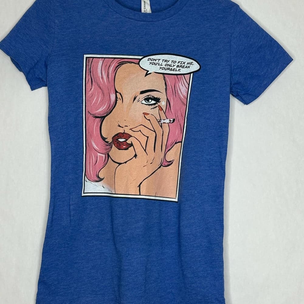 Becky Loves You Bella + Canvas Blue Pop Art Graphic Tee Size Small - Thumbnail 2