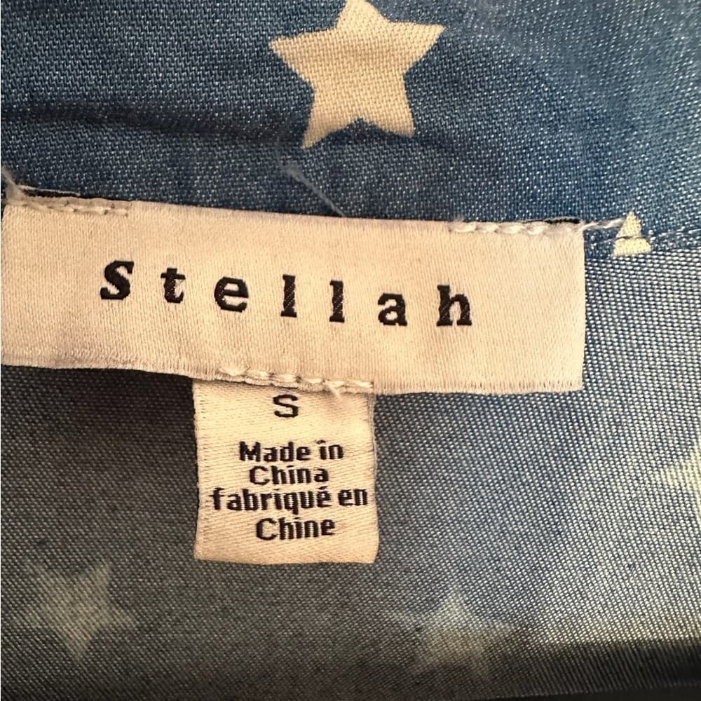 Stellah Star Print Blue Tunic Top Shirt Dress Boho Western Size Small - Thumbnail 2