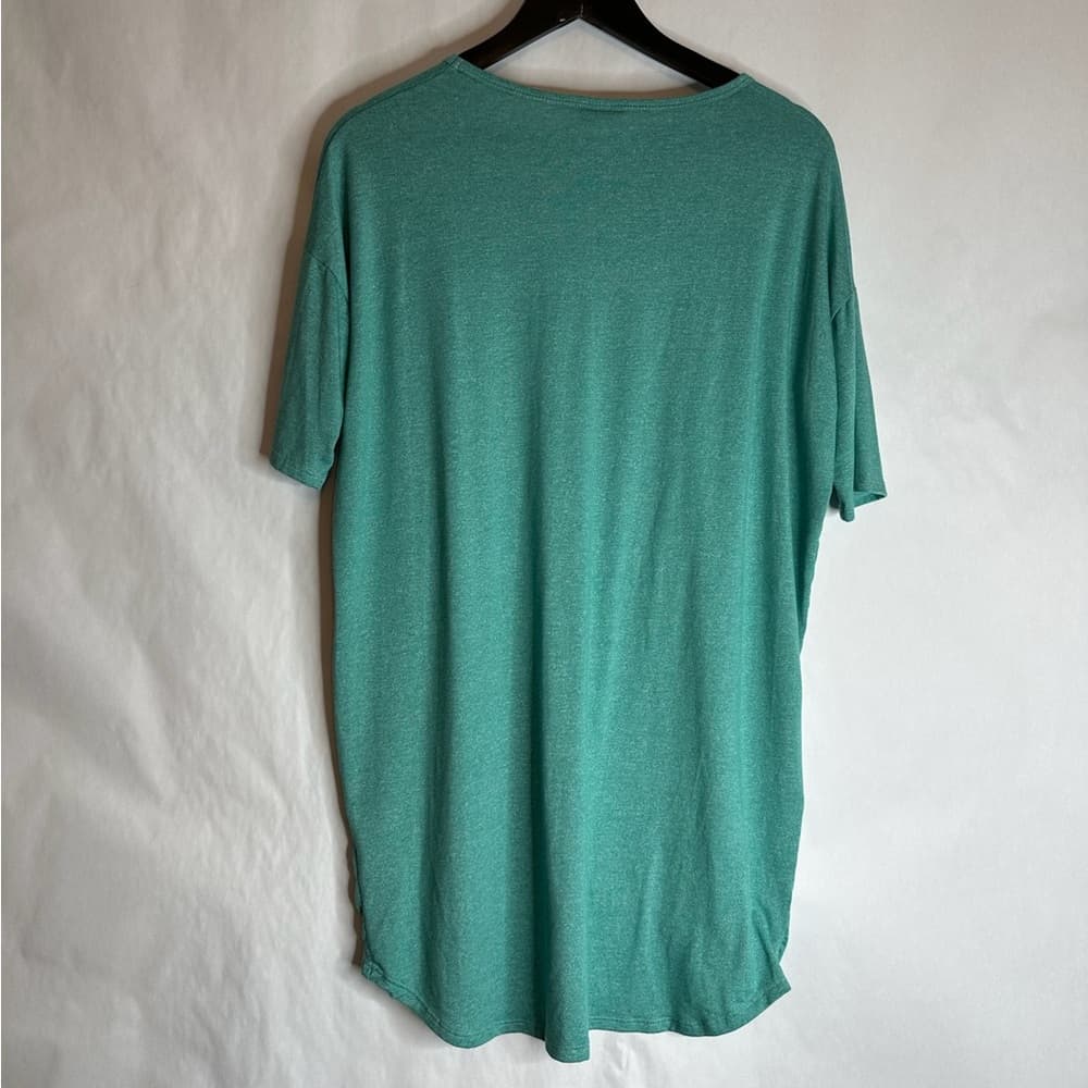 LuLaRoe Irma Heathered Teal High-Low Tunic Top LuLaRoe Size XXS (00-0) - Thumbnail 2