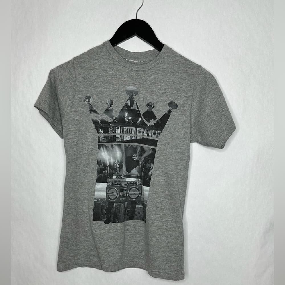 ENC Emperors New Clothes Graphic Tee Shirt Gray Crown Boombox Streetwear Small - Thumbnail 5