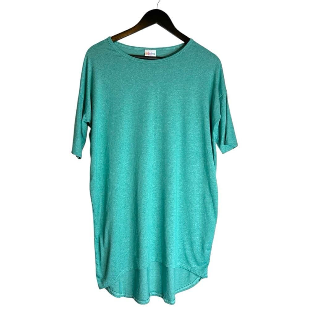 LuLaRoe Irma Heathered Teal High-Low Tunic Top LuLaRoe Size XXS (00-0) - Thumbnail 7