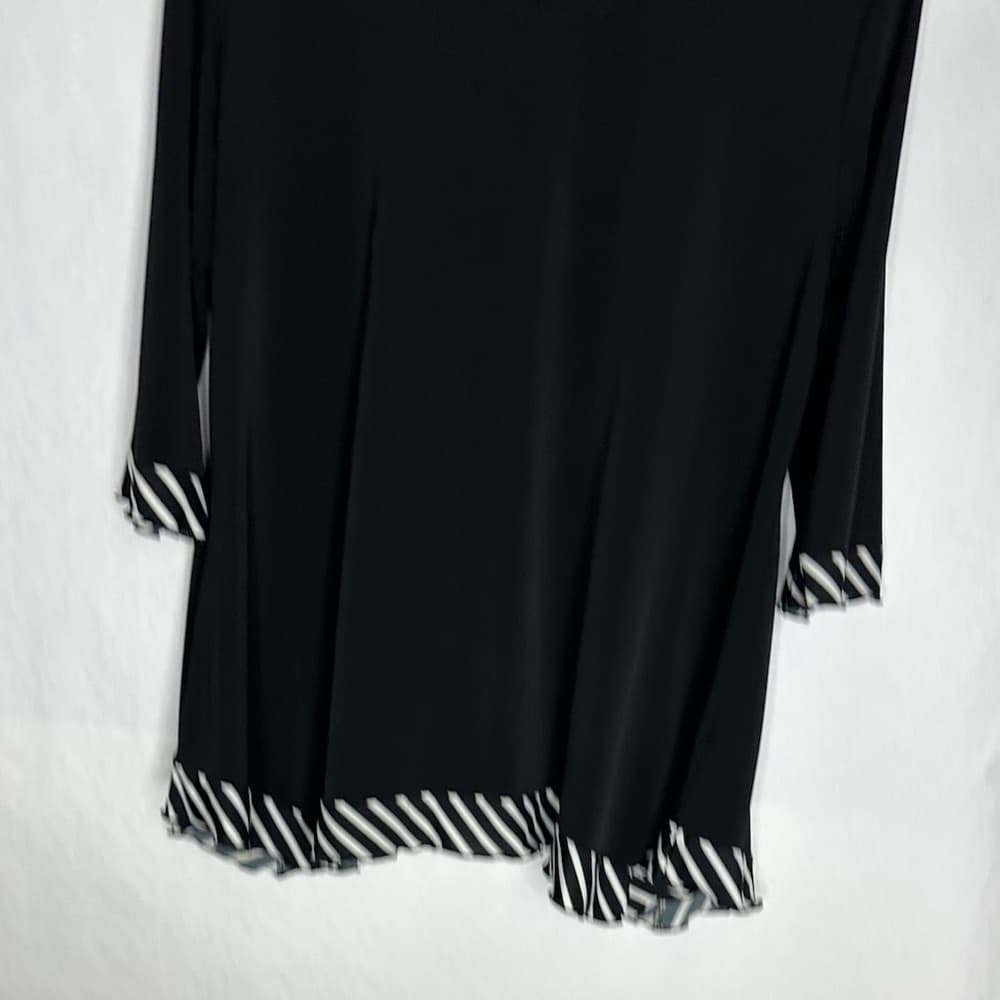 TT Tung Tai Black Flowing Tunic Top With Contrast Trim Vintage EU 48 / US 2XL - Thumbnail 7