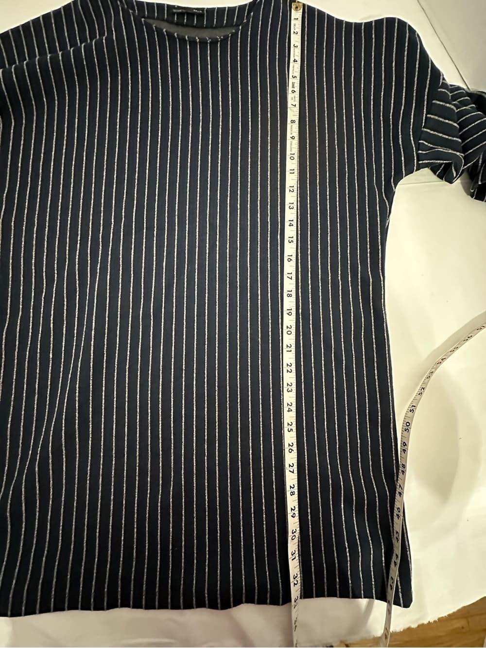 Zara W/B Navy Pinstripe Oversized Tunic Top Size Large Minimalist Scandi Blogger - Thumbnail 9
