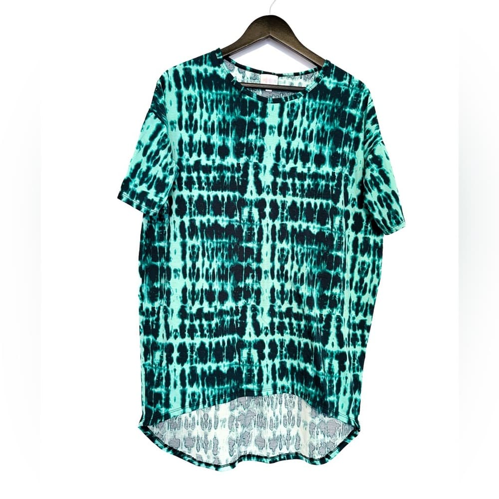 LuLaRoe Irma Tunic High-Low Top Abstract Tie Dye All Over Print Size X-Small XS - Thumbnail 2