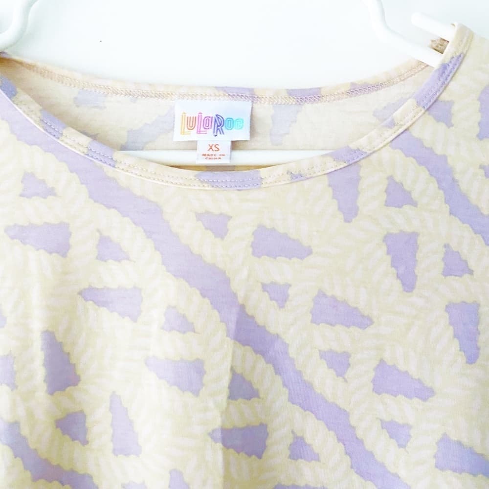 NWT LuLaRoe Irma Tunic Top Pastel Rope Geometric High Low Short Sleeve XS Lounge - Thumbnail 5