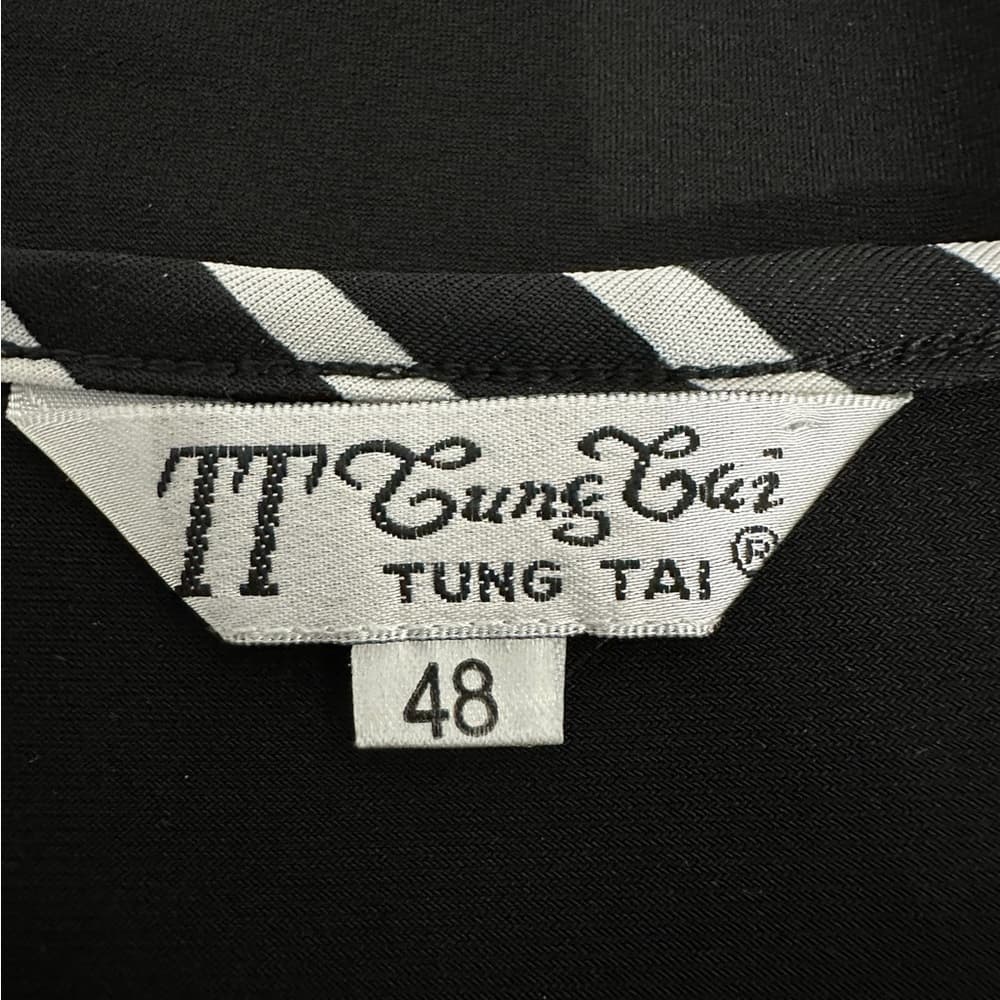 TT Tung Tai Black Flowing Tunic Top With Contrast Trim Vintage EU 48 / US 2XL - Thumbnail 5